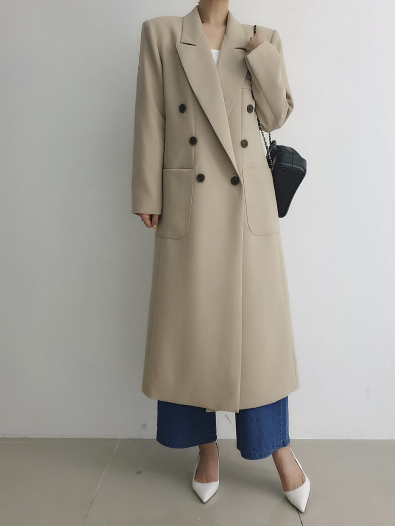 Temperament overcoat double-breasted coat