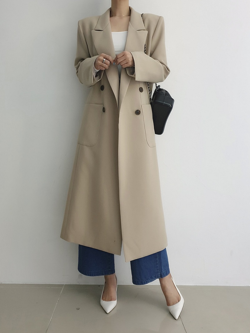 Temperament overcoat double-breasted coat