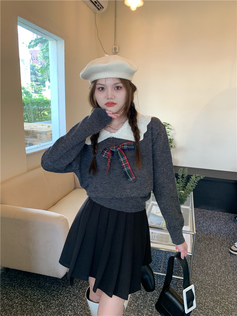 Maiden doll collar bow loose sweater