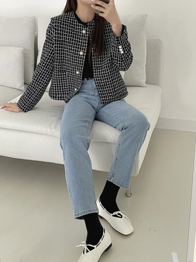 Round neck short coat Korean style temperament jacket