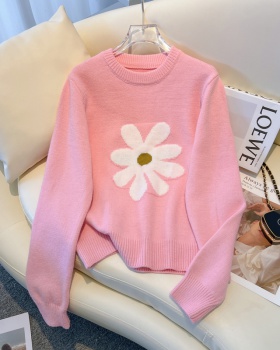 Pullover tender jacquard flowers sweater for women