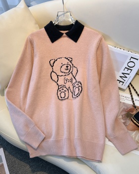Embroidery cubs tops mixed colors autumn and winter sweater