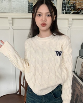 Twist short round neck tops loose all-match sweater