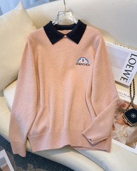 Embroidery wool shirts pullover college style sweater