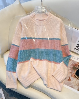 Lazy stripe tops autumn and winter sweet sweater