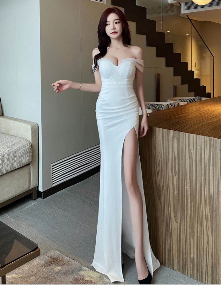 Wrapped chest model long dress sexy preside formal dress