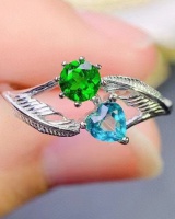 Blue-green retro imitation of natural ring for women