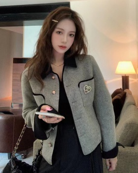 Ladies short two-sided cashmere doll collar overcoat