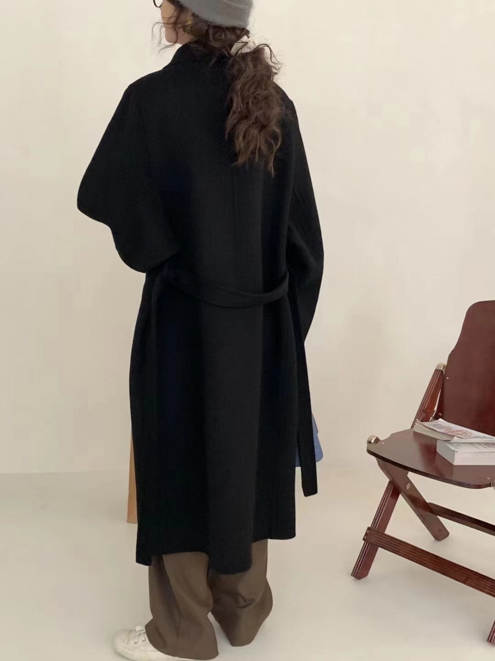 Breasted retro two-sided cashmere overcoat