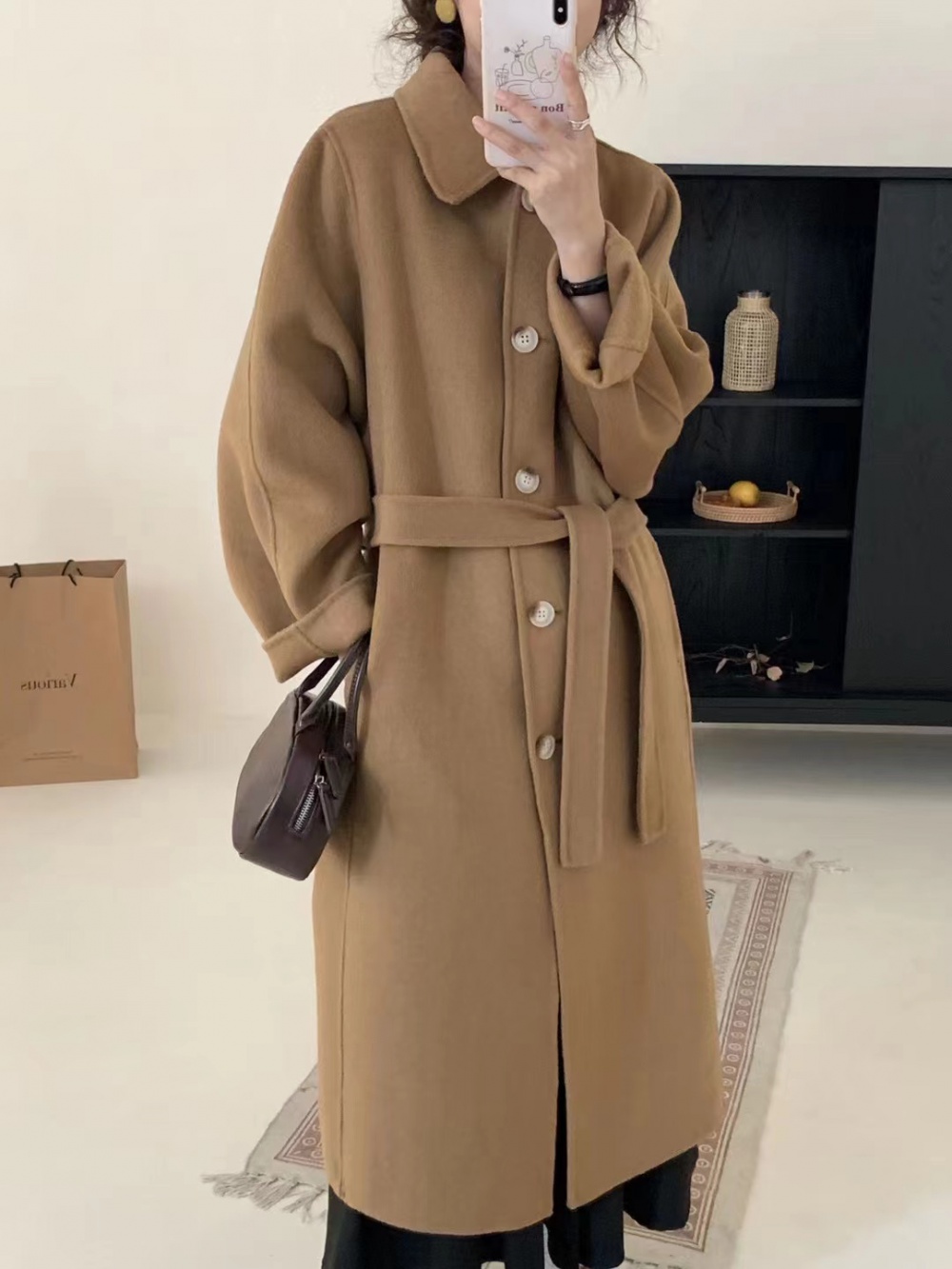 Breasted retro two-sided cashmere overcoat