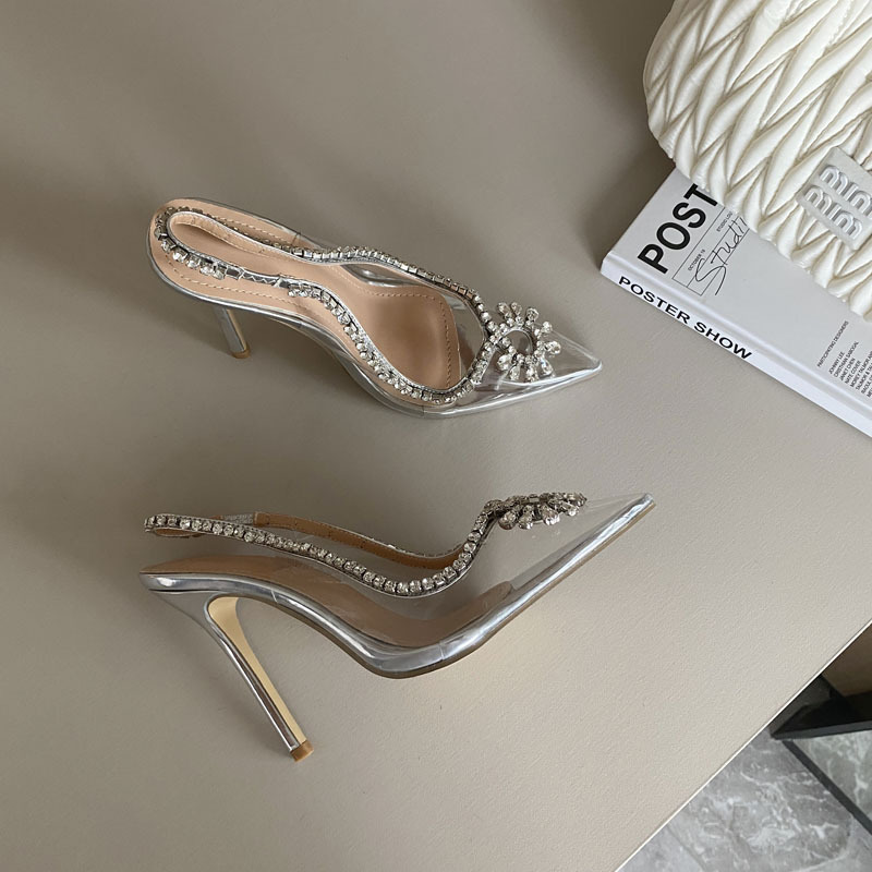 Transparent high-heeled rhinestone temperament fashion sandals