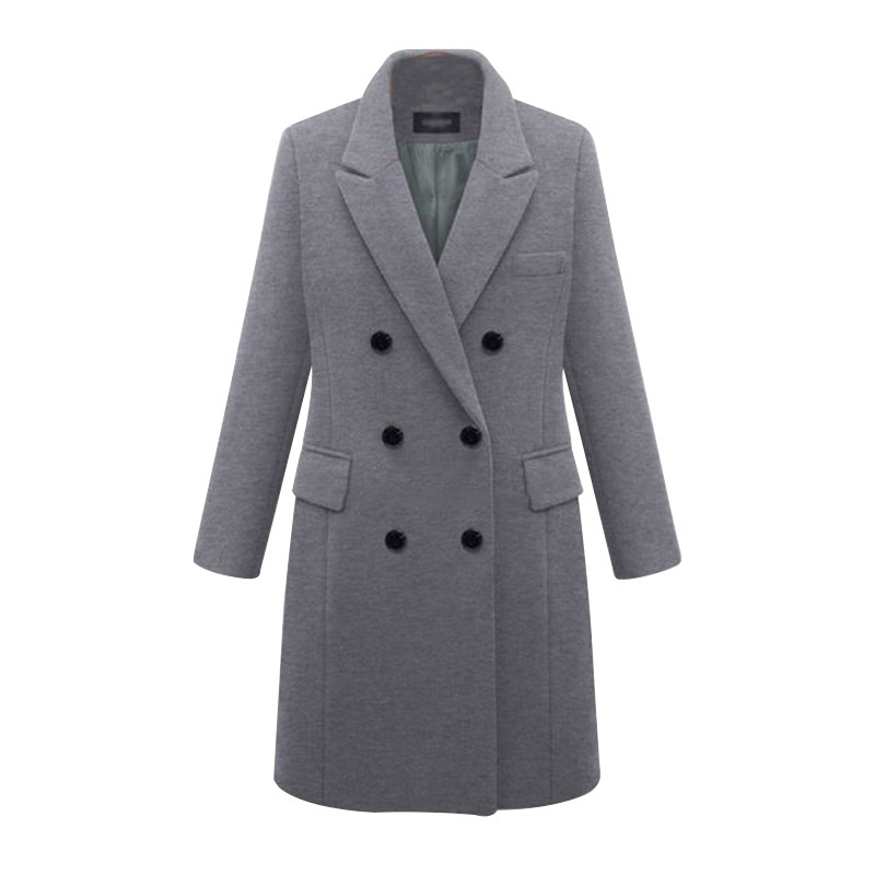 Long windbreaker European style woolen coat