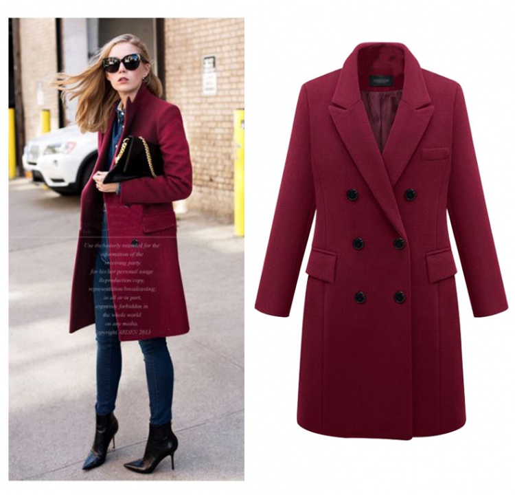 Long windbreaker European style woolen coat