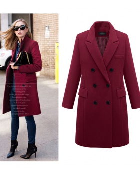 Long windbreaker European style woolen coat