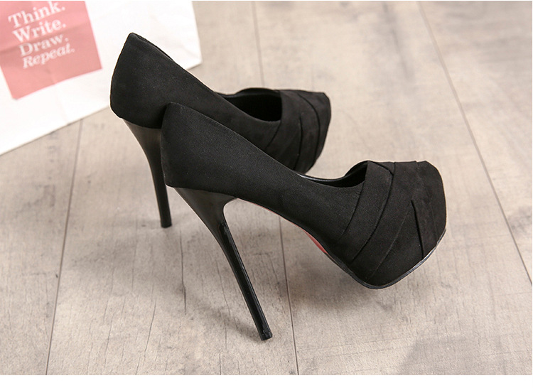 Low simple high-heeled shoes European style fashion platform
