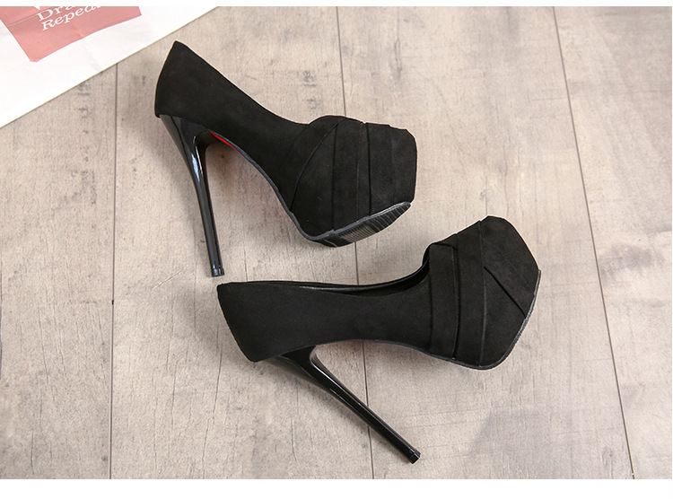 Low simple high-heeled shoes European style fashion platform