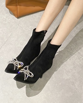Broadcloth pointed boots European style stilettos for women