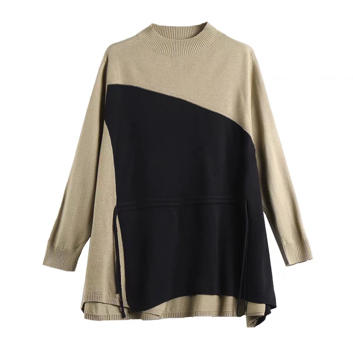 Splice autumn and winter sweater Pseudo-two tops