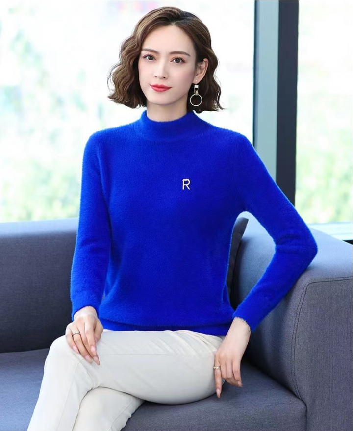 Mink velvet sweater knitted bottoming shirt for women