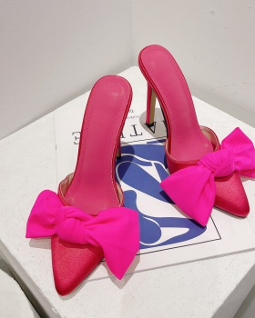 European style high-heeled bow fashion pointed slippers