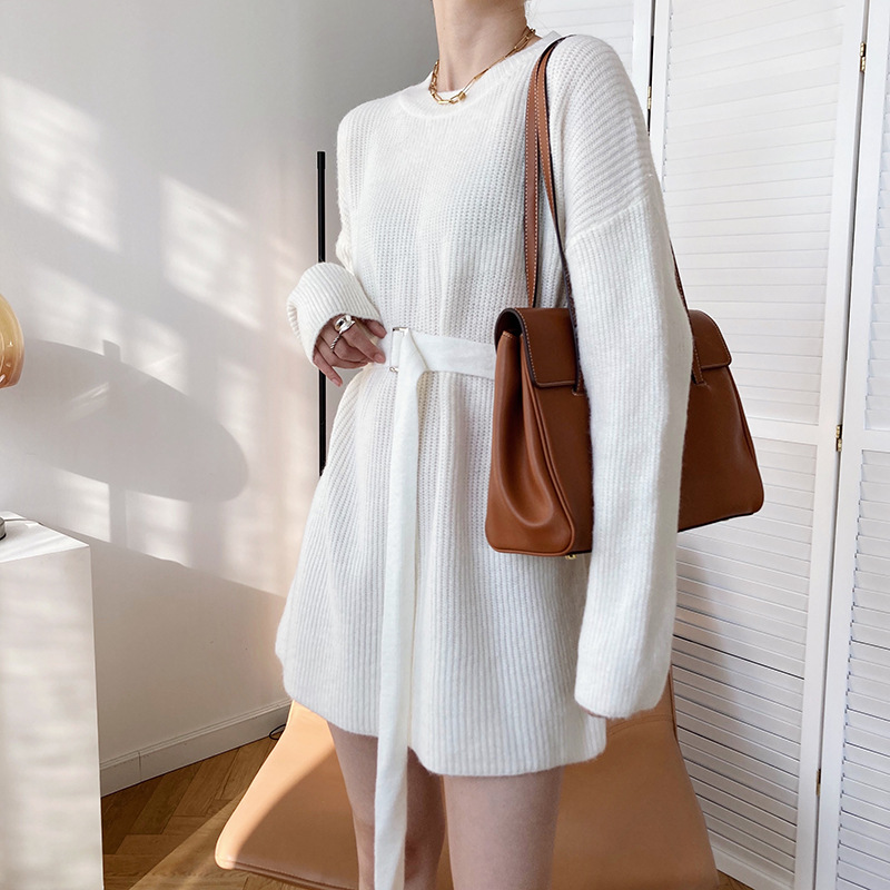 Autumn and winter long sweater knitted pullover dress