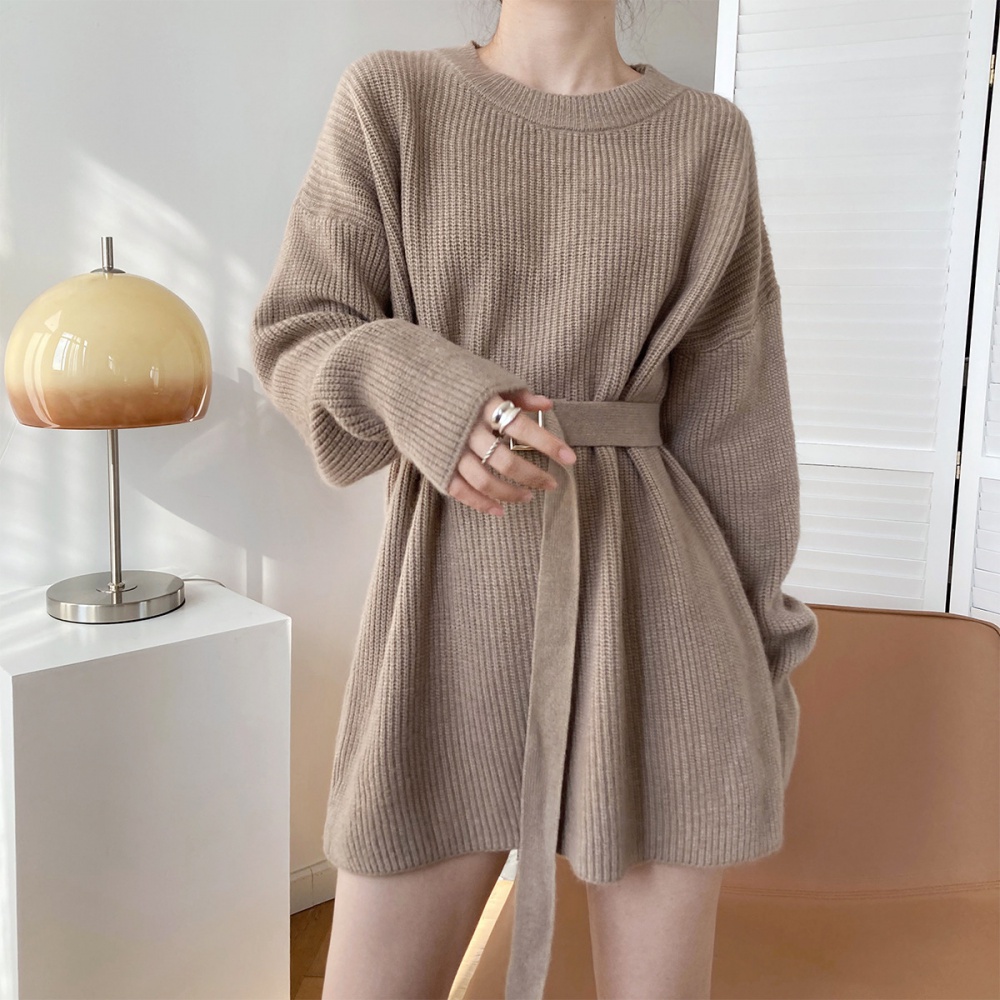 Autumn and winter long sweater knitted pullover dress