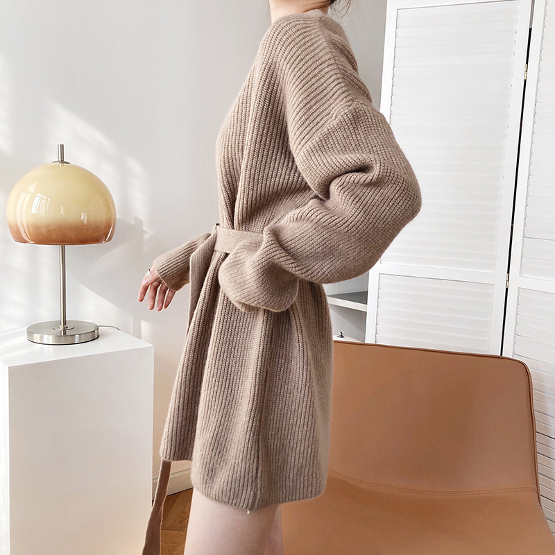 Autumn and winter long sweater knitted pullover dress