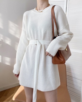 Autumn and winter long sweater knitted pullover dress