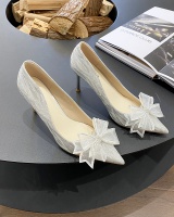 Bow crystal shoes fine-root high-heeled shoes for women