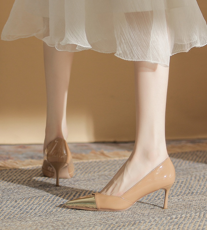 Low high-heeled shoes sheepskin shoes for women