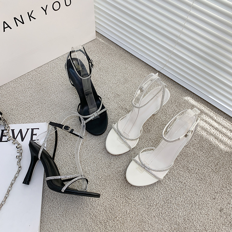 Rhinestone high-heeled simple sandals for women