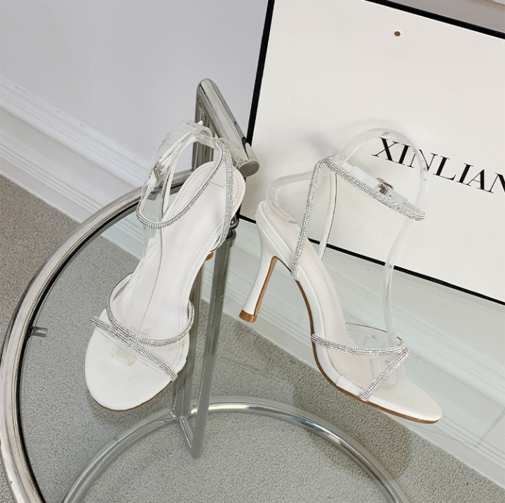 Rhinestone high-heeled simple sandals for women