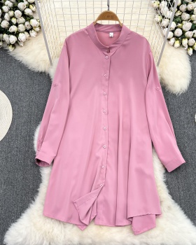 Single-breasted fashion shirt loose dress for women