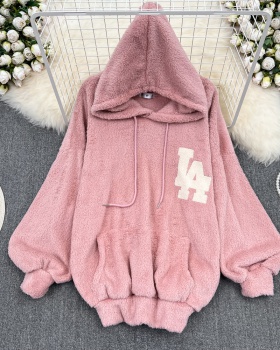 Hooded autumn and winter tops loose lazy coat