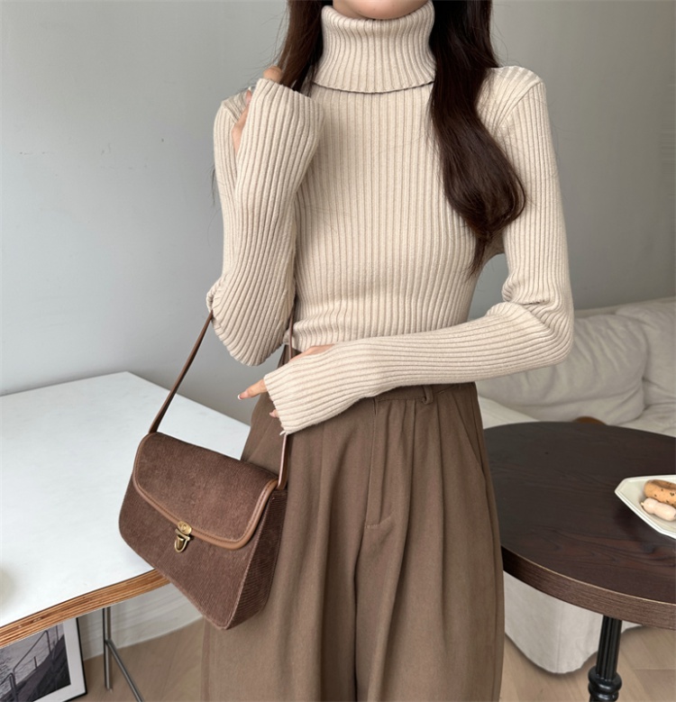 Korean style thick long sleeve cuff high collar sweater