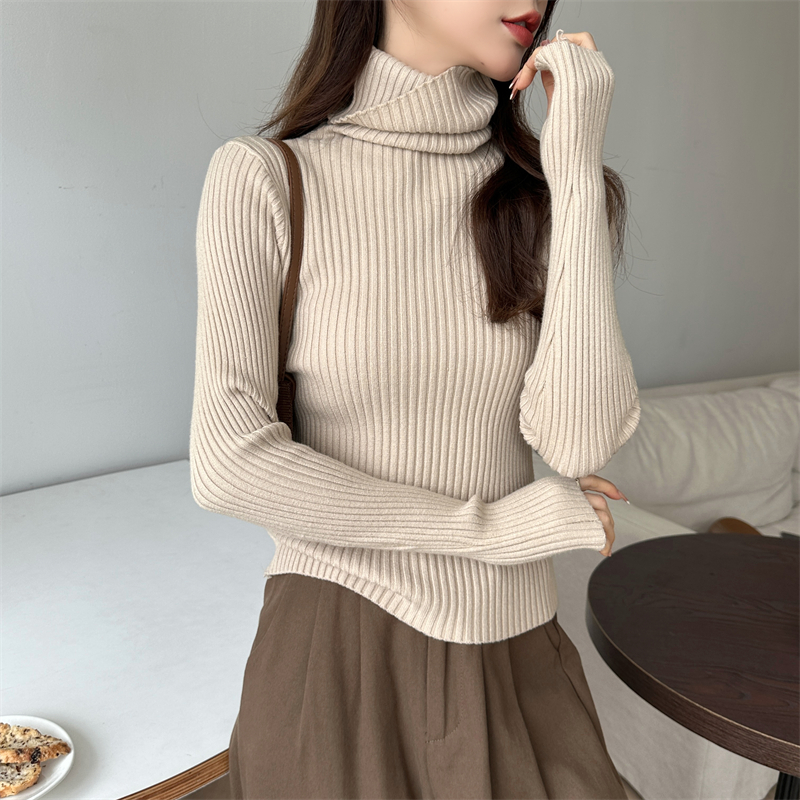 Korean style thick long sleeve cuff high collar sweater