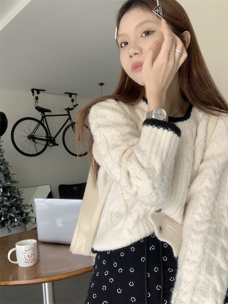 Mixed colors lazy cardigan knitted sweater for women