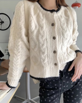 Mixed colors lazy cardigan knitted sweater for women