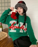 Lazy loose thick letters printing retro sweater