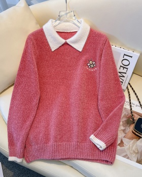 Doll collar embroidery sweet sweater for women