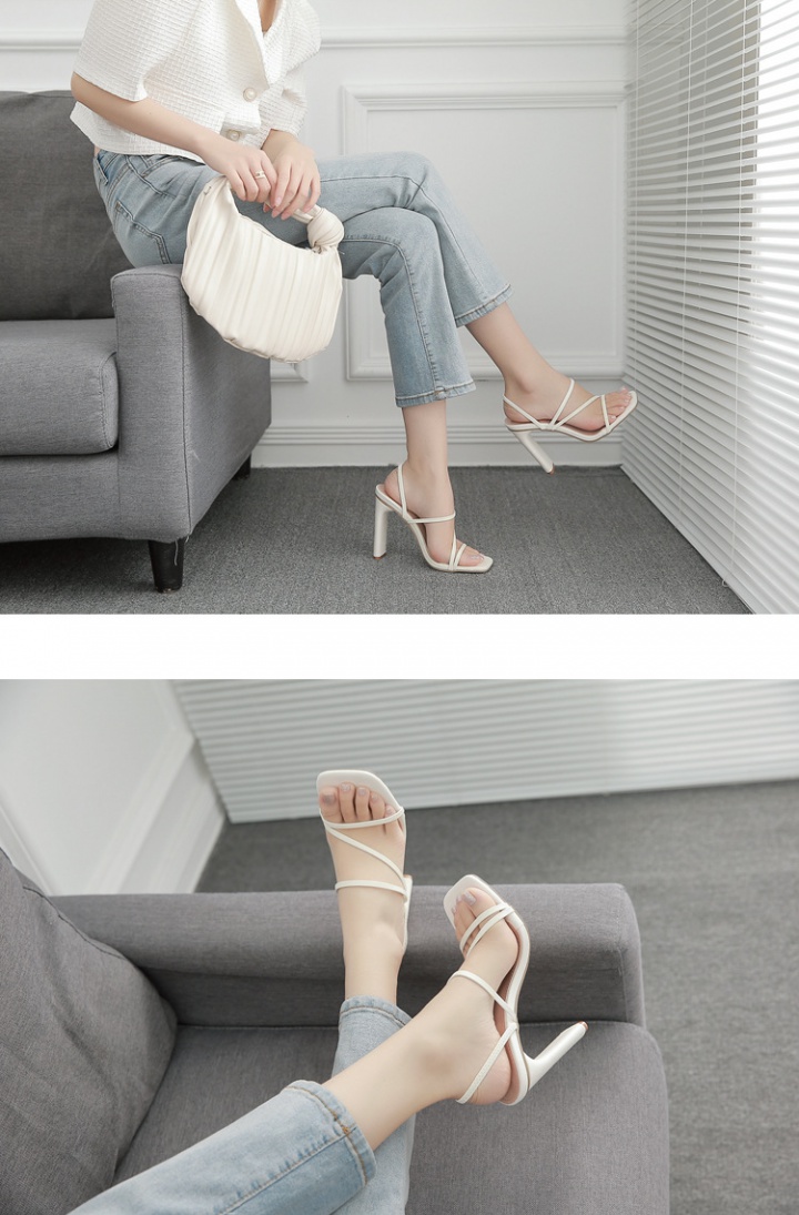Fine band fashion thick high-heeled low sandals