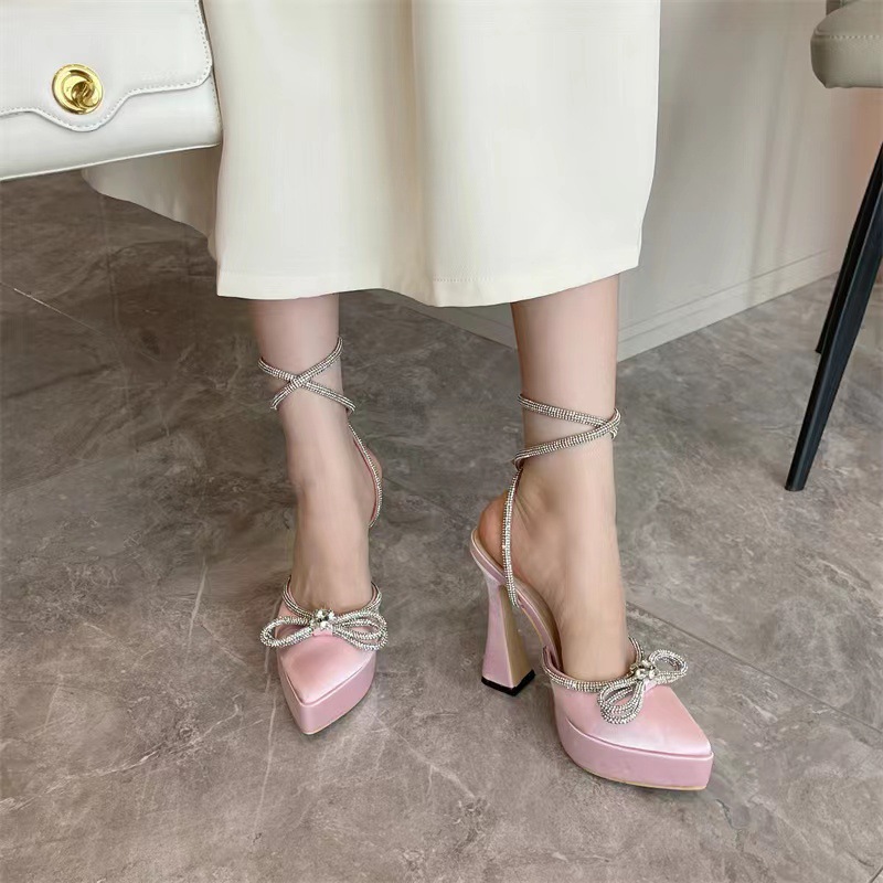 Temperament bow thick Rome style simple shoes for women