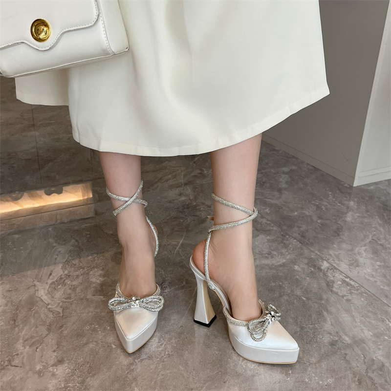 Temperament bow thick Rome style simple shoes for women