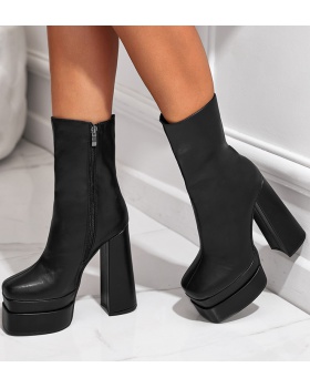 Thick cozy platform European style ankle boots for women