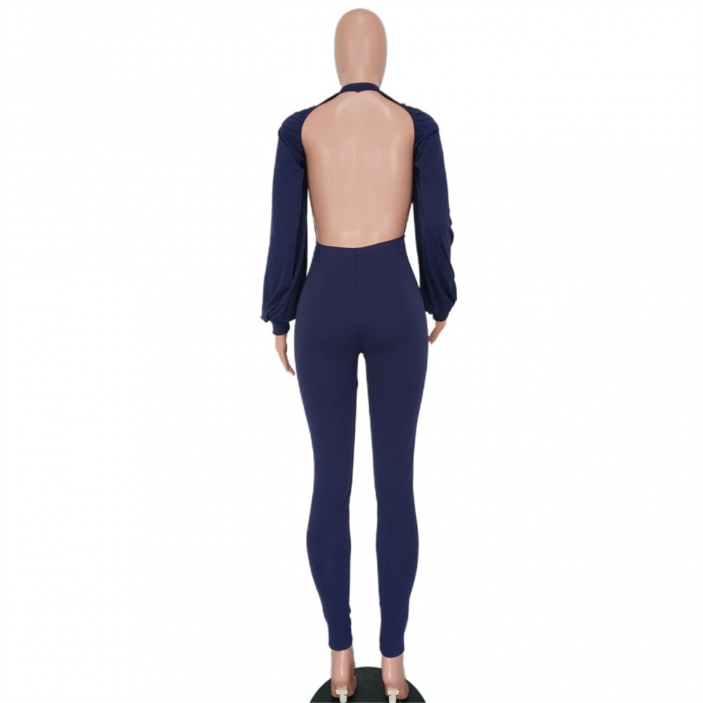 Back hollow European style jumpsuit tight leotard