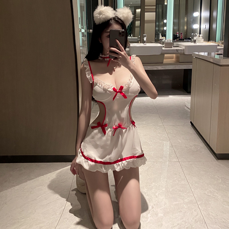 Nightclub sexy role-play homewear nurse dress a set