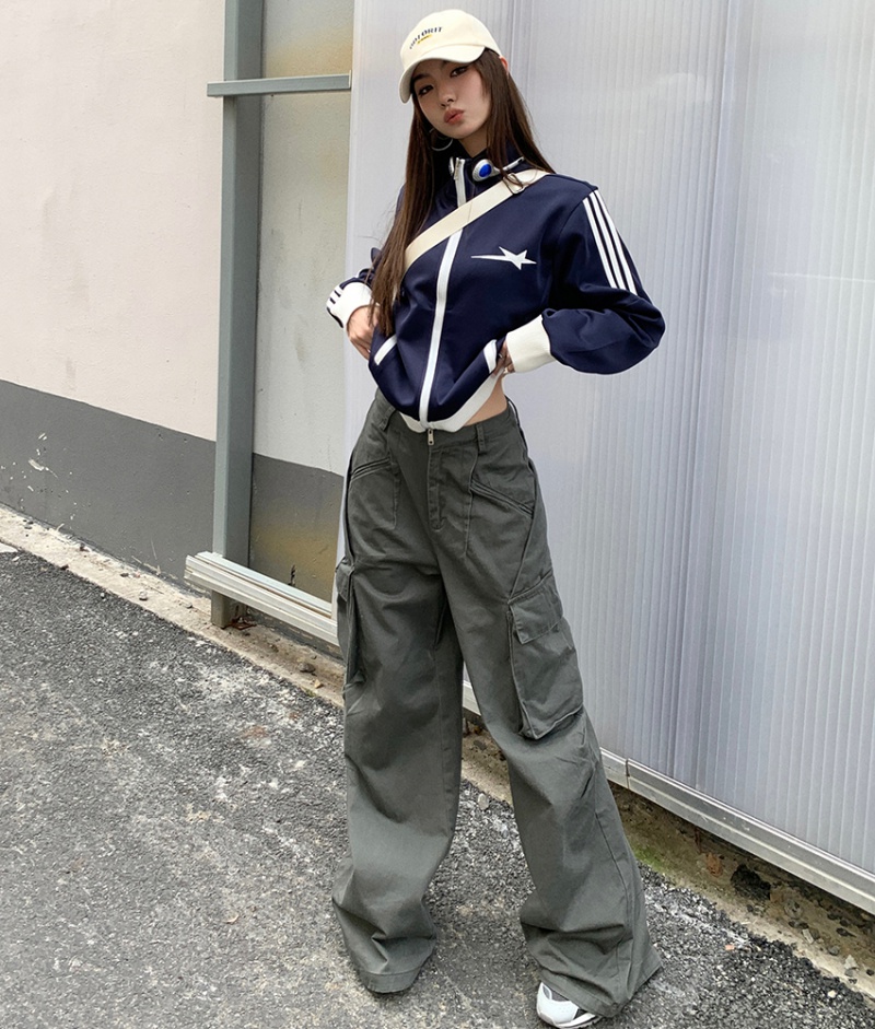 Autumn and winter work pants many pocket long pants for women