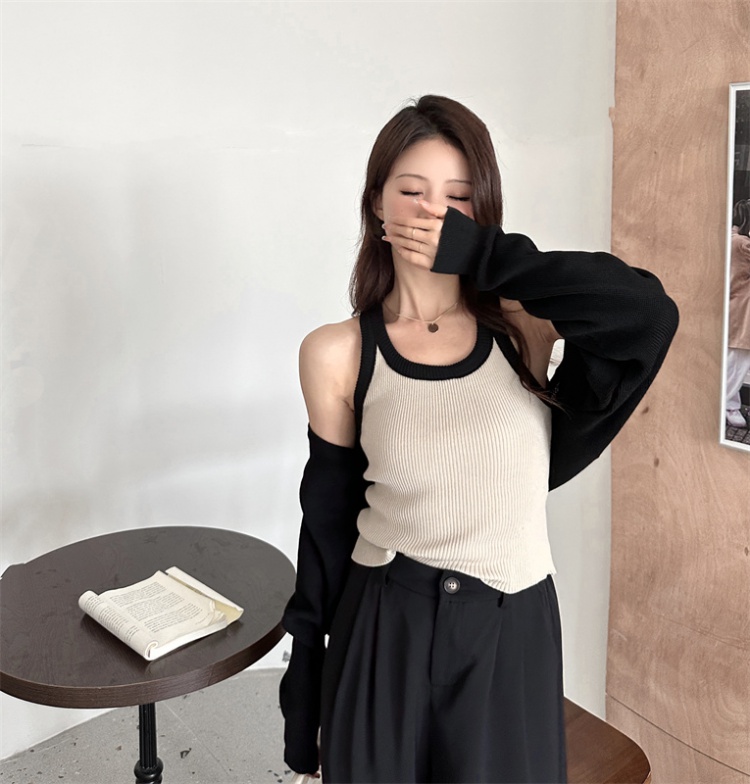 Korean style slim sling autumn and winter coat 2pcs set