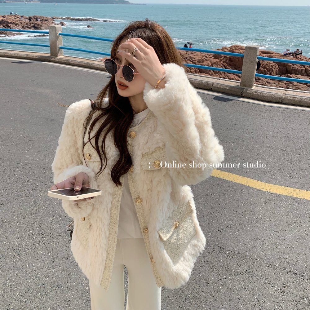 Lambs wool jacket temperament thick coat for women
