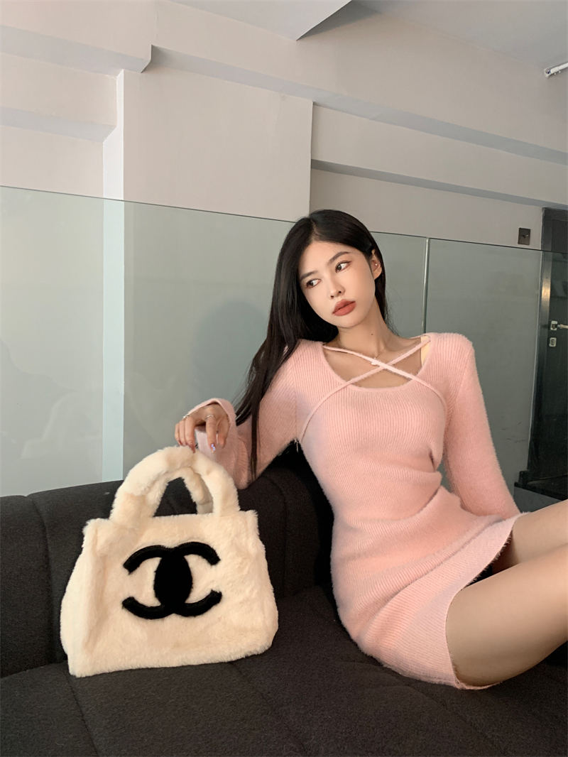 Autumn and winter slim sweater dress sexy knitted dress